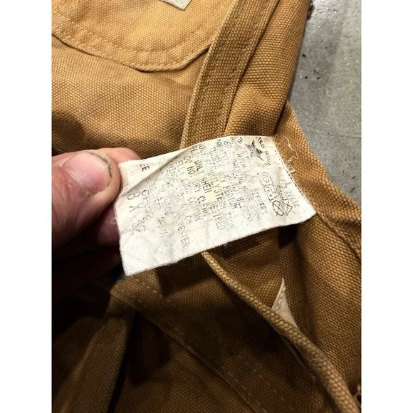 Vintage Carhartt Double Knee Insulated 38x32 Duck Canvas Overalls Distressed - Picture 12 of 13